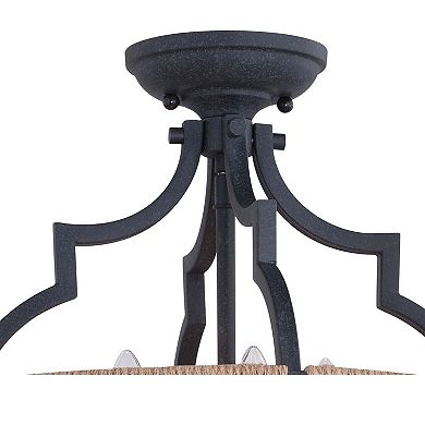 Beaumont 14-in W Gray and Natural Rope Farmhouse Cage Ceiling Light