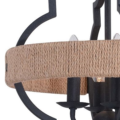 Beaumont 14-in W Gray and Natural Rope Farmhouse Cage Ceiling Light