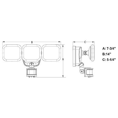 Theta 2 Light LED Outdoor Motion Sensor Adjustable Security Flood Light Bronze
