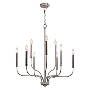 Harris 9 Light Candelabra Satin Nickel Candle Chandelier