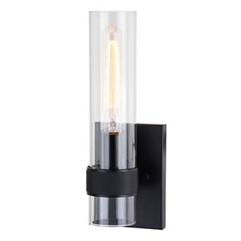 Bari 1 Light Contemporary Wall Sconce with Clear Cylinder Glass