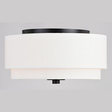 Burnaby 13-in W Mid-Century Modern Flush Mount Ceiling Light Fixture White Fabric Drum Shade