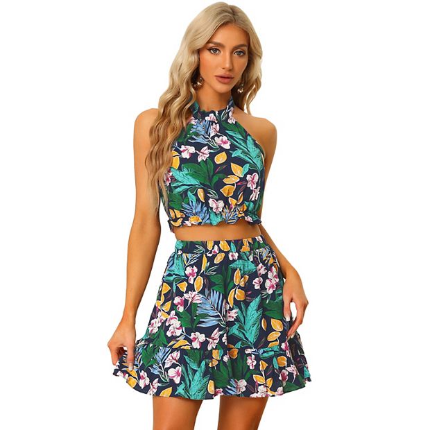 2 piece mini skirt and crop top best sale