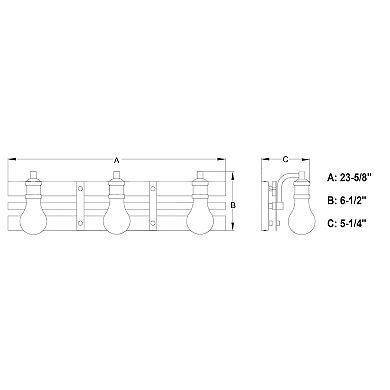 Carrington 3 Light Black and Solid Wood Walnut Finish Slat Farmhouse Bathroom Vanity Fixture