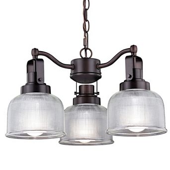 Roland 3 Light Oil Rubbed Bronze Industrial Mini Chandelier Clear Prism Glass Shades