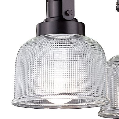 Roland 3 Light Oil Rubbed Bronze Industrial Mini Chandelier Clear Prism Glass Shades