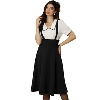 Brace Skirts For Women's High Waisted Lace Up Midi Suspender Skirt