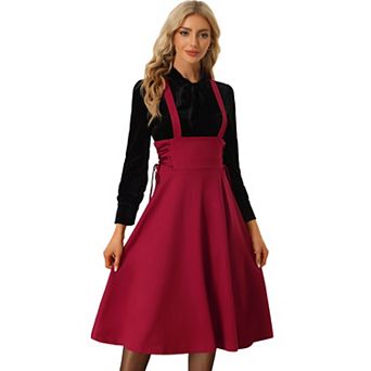 Brace Skirts For Women's High Waisted Lace Up Midi Suspender Skirt