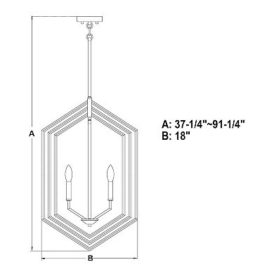 Riley 4 Light Black and Satin Brass Contemporary Geometric Cage Pendant Light