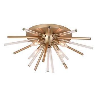 Aria 22.5 in 4 Light Mid Century Modern Sputnik Flush Mount Ceiling Fixture with Glass Accents