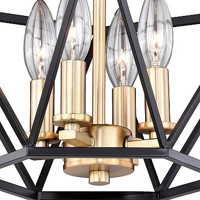 Turin 14.5-in W Bronze Gold Geometric Cage Candle Semi Flush Mount Ceiling Light