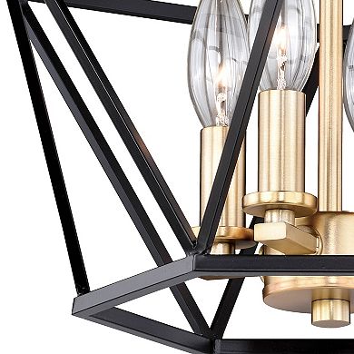 Turin 14.5-in W Bronze Gold Geometric Cage Candle Semi Flush Mount Ceiling Light