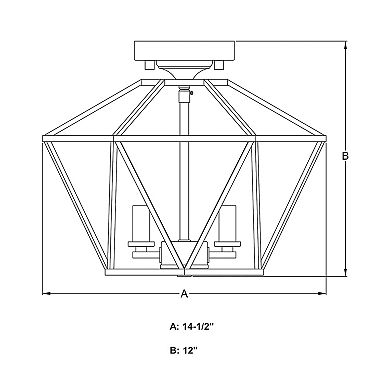 Turin 14.5-in W Bronze Gold Geometric Cage Candle Semi Flush Mount Ceiling Light