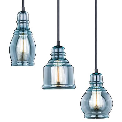 Millie 3L Farmhouse Jar Pendant Chandelier Ceiling Light Fixture Blue Glass
