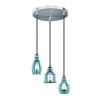 Millie 3L Farmhouse Jar Pendant Chandelier Ceiling Light Fixture Blue Glass