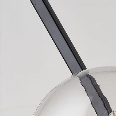 Lander 6 Light Matte Black Transitional Wheel Chandelier with Clear Glass Globes