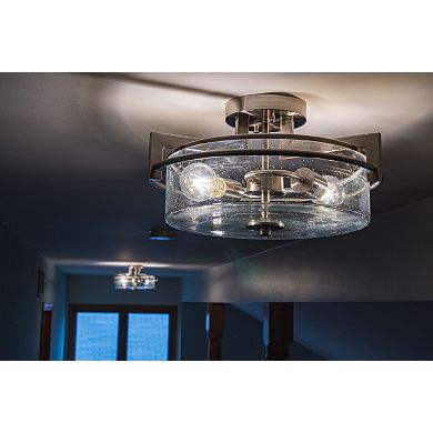 Addison 15-in W Satin Nickel Semi Flush Mount Ceiling Light Clear Glass