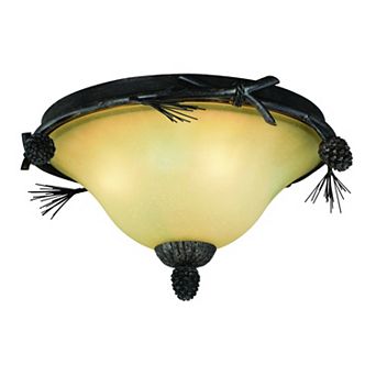 Sierra 15.5 in W Bronze Rustic Pinecone Flush Mount Ceiling Light Fixture