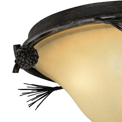 Sierra 15.5-in W Bronze Rustic Pinecone Flush Mount Ceiling Light Fixture
