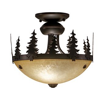 Yosemite 2L LED Bronze Rustic Tree Semi Flush Ceiling Light or Fan Light Kit