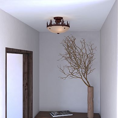 Yosemite 2L LED Bronze Rustic Tree Semi Flush Ceiling Light or Fan Light Kit