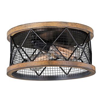 Bremerton 13 in W Bronze Industrial Cage Drum Flush Mount Ceiling Light