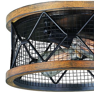 Bremerton 13-in W Bronze Industrial Cage Drum Flush Mount Ceiling Light