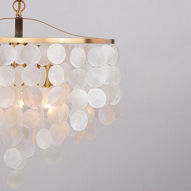 Elsa 3 Light Modern Coastal Glam Pendant Fixture with Capiz Shells