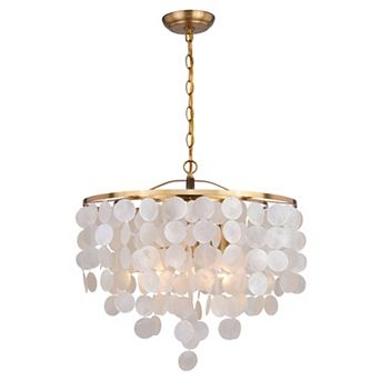 Elsa 3 Light Modern Coastal Glam Pendant Fixture with Capiz Shells