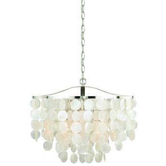 Elsa 3 Light Modern Coastal Glam Pendant Fixture with Capiz Shells
