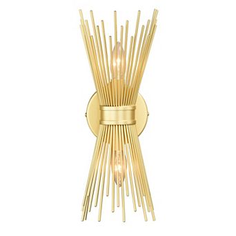 Nikko 2 Light Gold Mid-Century Modern Flush Wall Sconce