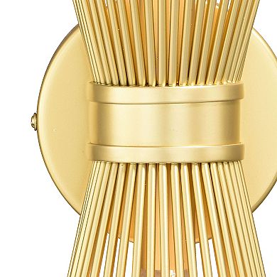 Nikko 2 Light Gold Mid-Century Modern Flush Wall Sconce