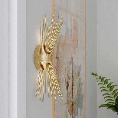 Nikko 2 Light Gold Mid-Century Modern Flush Wall Sconce
