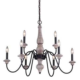 Georgetown Gray Wood Farmhouse Chandelier Light Fixture
