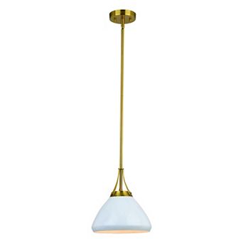 Dayna 1L White and Brass Contemporary Pendant Light with Metal Shade