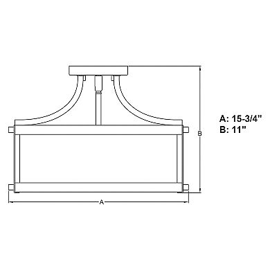 Holbrook 15.75-in W Industrial Semi Flush Mount Ceiling Light Fixture Clear Glass