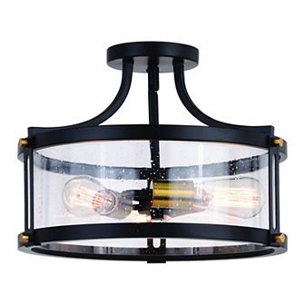 Holbrook 15.75 in W Industrial Semi Flush Mount Ceiling Light Fixture Clear Glass