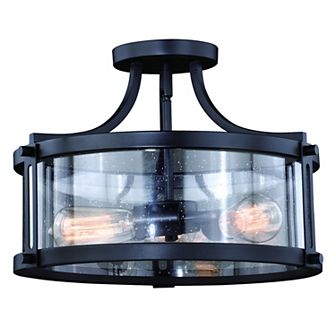 Holbrook 15.75 in W Industrial Semi Flush Mount Ceiling Light Fixture Clear Glass