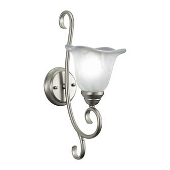 Bella Brushed Nickel Bathroom Vanity Wall Light Fixture with Scalloped Shade