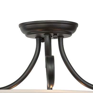 Babylon 14-in W Bronze Semi Flush Mount Ceiling Light White Glass