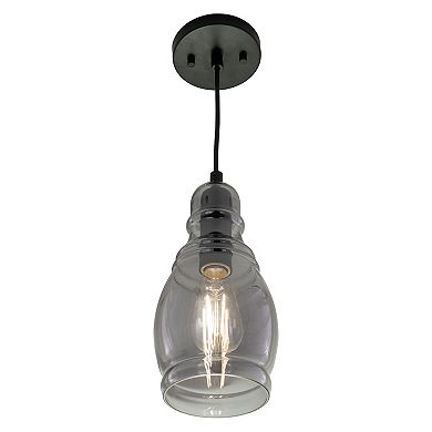 Millie Matte Black Mini Pendant Ceiling Light Smoke Gray Glass