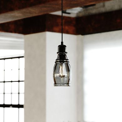 Millie Matte Black Mini Pendant Ceiling Light Smoke Gray Glass