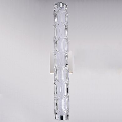 Marseille 24 in. LED Bath Bar Bathroom Vanity Light Fixture Clear Wave Glass