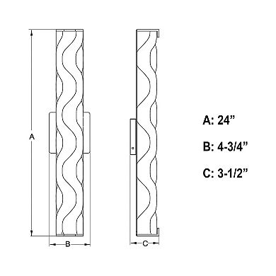 Marseille 24 in. LED Bath Bar Bathroom Vanity Light Fixture Clear Wave Glass