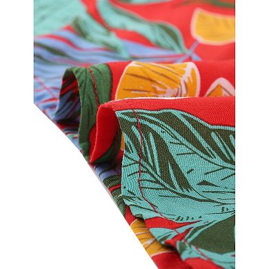 Women's Hawaiian Skirts Beach Ruched Front Tropical Skirt With Slit