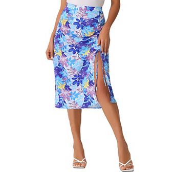 Women's Hawaiian Skirts Beach Ruched Front Tropical Skirt With Slit