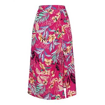 Women's Hawaiian Skirts Beach Ruched Front Tropical Skirt with Slit