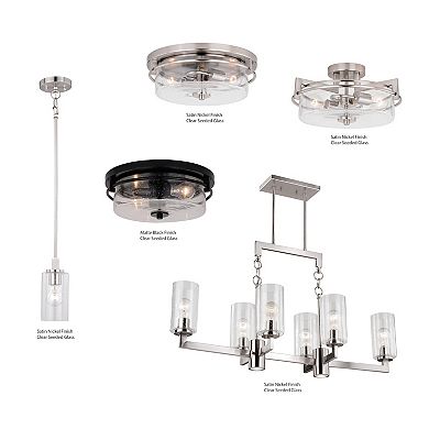 Addison Satin Nickel Urban Loft Mini Pendant Ceiling Light Clear Glass