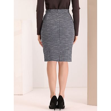 Pencil Tweed Skirt For Women's Winter Classic Skirts