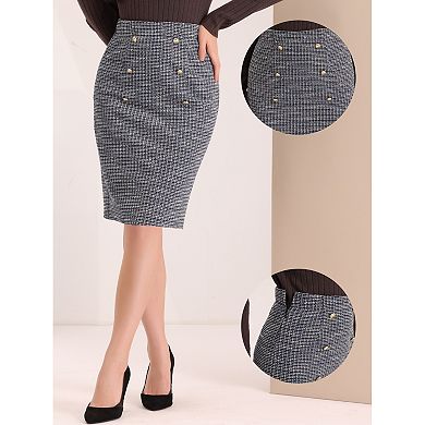 Pencil Tweed Skirt For Women's Winter Classic Skirts